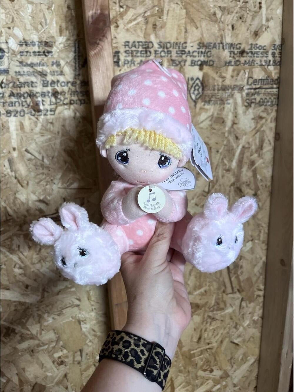 PRECIOUS MOMENTS Talking Prayer Girl Bunny Slippers Now I Lay Me Down To Sleep